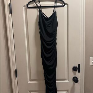 Abercrombie & Fitch Black Draped Midi Dress